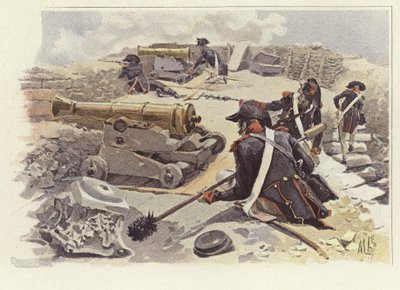 Żołnierze zajmujący pozycje wśród ruin Nikopolis autorstwa Felicien baron de Myrbach Rheinfeld