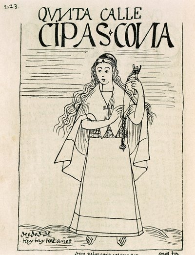 Portret tkacza (rysunek tuszem) autorstwa Felipe Huaman Poma de Ayala