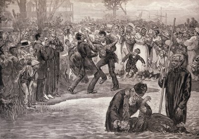Negro Chrzest w Stanach Zjednoczonych, z „The Illustrated London News”, 21 maja 1887 (rycina) autorstwa Felix (after) Regamey