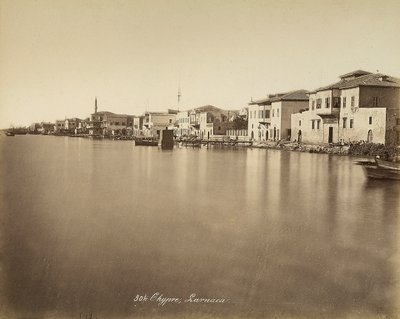 Widok na miasto Larnaka na Cyprze autorstwa Félix Bonfils