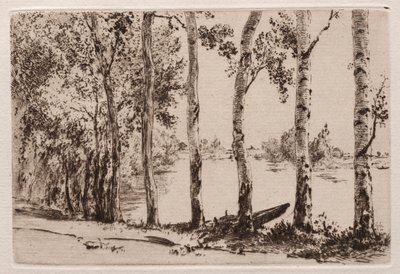 Aspens na brzegu Sekwany. autorstwa Felix Bracquemond