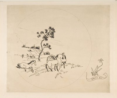 Ozdoba na talerz: Pole, 1870. autorstwa Felix Bracquemond
