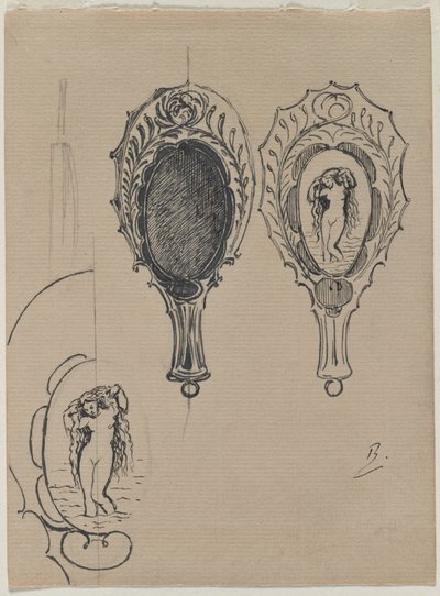 Projekt lusterka ręcznego, c. 1900-1902. autorstwa Felix Bracquemond
