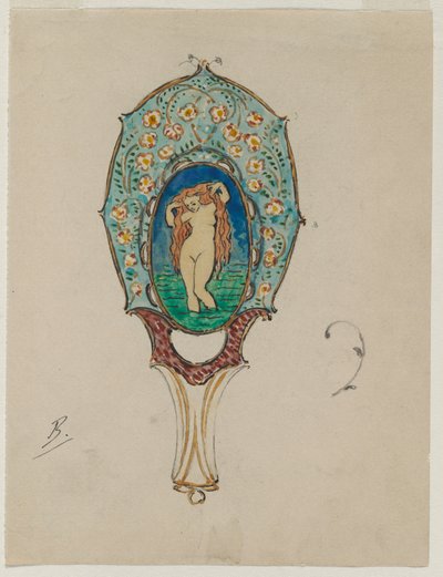 Projekt lusterka ręcznego, c. 1900-1902. autorstwa Felix Bracquemond