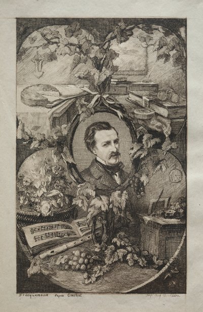 Frontyspis nowych dzieł Champfleury, Przyjaciele natury: Portret Champfleury, 1859. autorstwa Felix Bracquemond