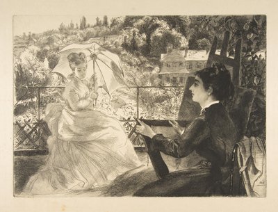 La Terrasse de la Villa Brancas, 1876. autorstwa Felix Bracquemond