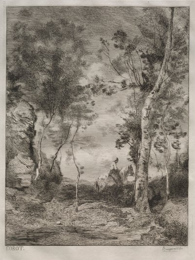 Krajobraz, czyli Biały Koń według Corot autorstwa Felix Bracquemond