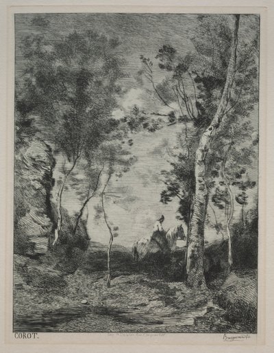 Krajobraz, czyli Biały Koń według Corot autorstwa Felix Bracquemond