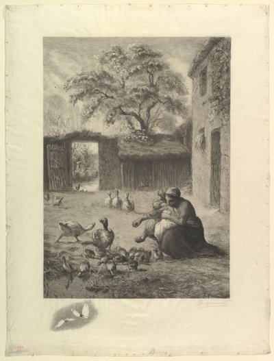 Wiosna według pastelu Milleta, 1888. autorstwa Felix Bracquemond