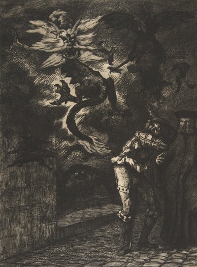 Panurge opuszcza Raminagrobis, 1854-55. autorstwa Felix Bracquemond