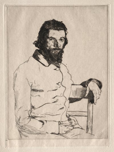 Portret Meryona w pozycji siedzącej autorstwa Felix Bracquemond