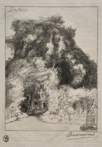Ogród Karczmy w Dulwich, ok. 1930 r. 1870. autorstwa Felix Bracquemond