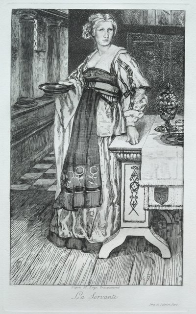 Służąca według H. Leysa, 1868. autorstwa Felix Bracquemond