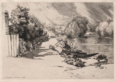 Sekwana w Bas-Meudon z wyspami Seguin i Mottiaux autorstwa Felix Bracquemond