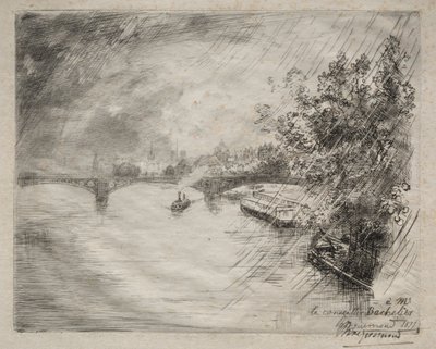 Widok na most Saint-Pères, 1877. autorstwa Felix Bracquemond