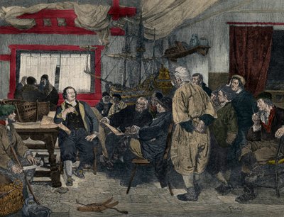 Piotr I Wielki (1672-1725) (Piotr I Wielki) w 1697 wkroczył do Holandii do przemysłu stoczniowego. Z obrazu Felixa Cogena. autorstwa Felix Cogen
