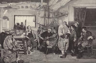 Piotr Wielki uczony sztuki budowy statków w Holandii w 1697 r. (grafika) autorstwa Felix Cogen