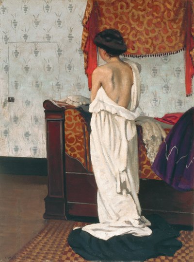 Plecy nagiej osoby we wnętrzu autorstwa Felix Edouard Vallotton
