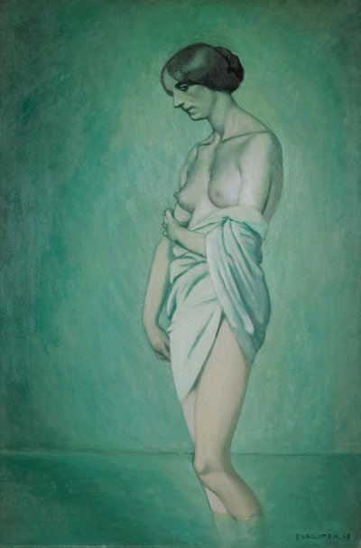 Kąpiący się z profilu, efekt zieleni i różu, 1918 autorstwa Felix Edouard Vallotton