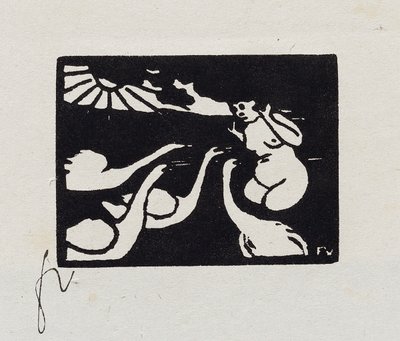 Kąpiący się z łabędziami, X z „Les Petites Baigneuses”, 1893 autorstwa Felix Edouard Vallotton