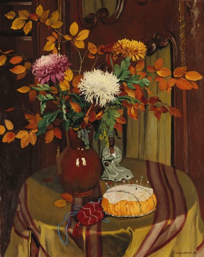 Chryzantemy i Jesienne Ulistnienie; Chryzantemy i jesienne liście, 1922 autorstwa Felix Edouard Vallotton