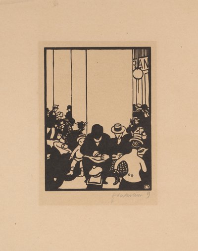 Piąta, Światowe Targi IN, 1901 (drzeworyt na przyciemnionym papierze japońskim) autorstwa Felix Edouard Vallotton