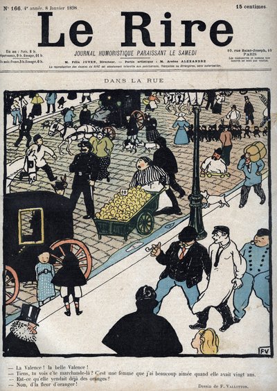 Na ulicy - Okładka gazety „Le Rire” z dnia 6 stycznia 1898 r., rysunek Felixa Vallottona autorstwa Felix Edouard Vallotton