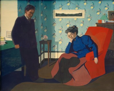 Wnętrze i figury czerwonego fotela autorstwa Felix Edouard Vallotton