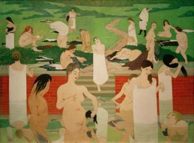 Kąpiel w letni wieczór autorstwa Felix Edouard Vallotton