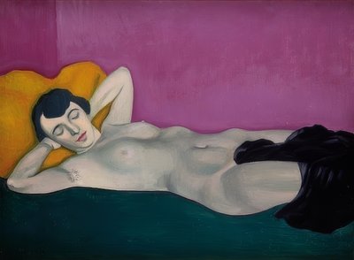 Kobieta leżąca na fioletowym tle. 1924 autorstwa Felix Edouard Vallotton