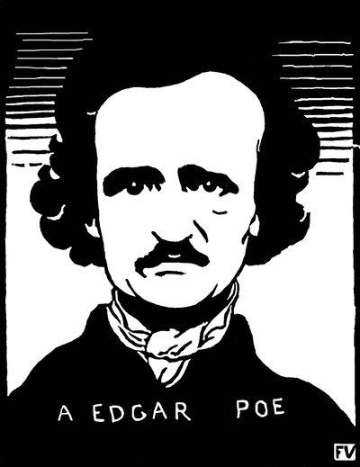 Portret Edgara Allana Poe (1809-1849). Obraz Felixa Edouarda Vallottona (1865-1925) autorstwa Felix Edouard Vallotton