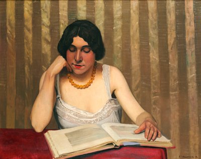 Czytelnik z żółtym naszyjnikiem, 1912 autorstwa Felix Edouard Vallotton