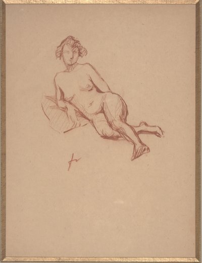 Półleżąca Akt Kobiecy (czerwona kreda na papierze) autorstwa Felix Edouard Vallotton