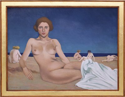 Opalanie się na plaży. Obraz Felixa Edouarda Vallottona (1865-1925) autorstwa Felix Edouard Vallotton