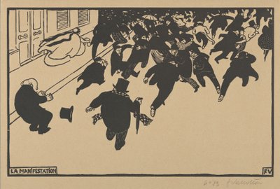 Demonstracja (La Manifestation), 1893 (drzeworyt na kremowym papierze) autorstwa Felix Edouard Vallotton