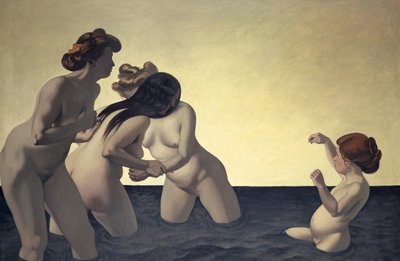 Trzy kobiety i jedna dziewczynka bawiące się w wodzie, 1907. autorstwa Felix Edouard Vallotton