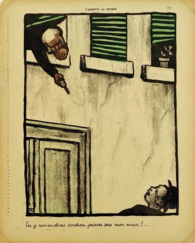Wrócisz świnio, sikaj na moją ścianę autorstwa Felix Edouard Vallotton