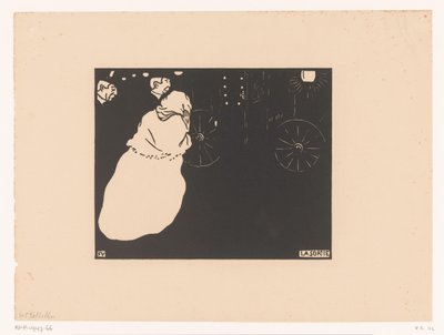 Dwóch panów i pani w powozie La Sortie (tytuł na obiekcie) autorstwa Felix Edouard Vallotton