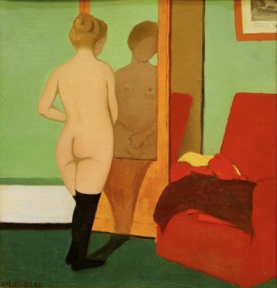 Kobieta naga przed szafką z lustrem autorstwa Felix Edouard Vallotton