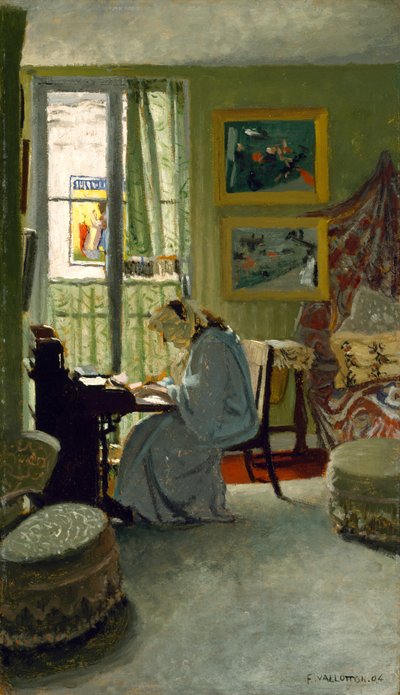 Kobieta pisząca we wnętrzu, 1904 autorstwa Felix Edouard Vallotton