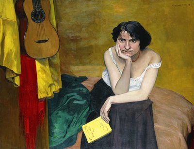 Kobieta i gitara; Kobieta i gitara, 1913 autorstwa Felix Edouard Vallotton