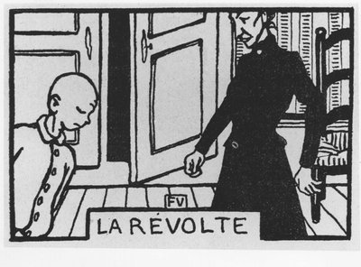 ilustracja do Głowy Marchewki (Poil de Carotte): „la revolte” napisana przez Julesa Renarda, i, ed. Flammarion (ilustracja) autorstwa Felix Edouard Vallotton