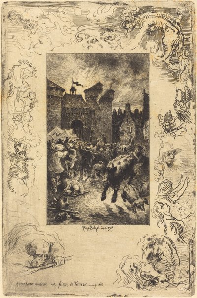 Cette lueur soudaine... W nagłym blasku światła..., 1878. autorstwa Felix Hilaire Buhot