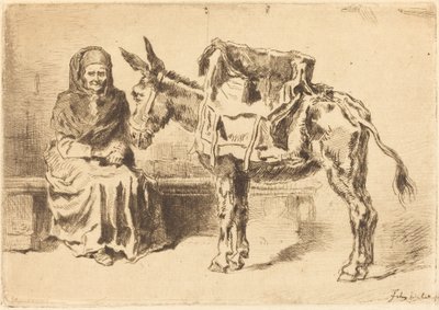 Cacoletière Assise (siedząca kobieta i tyłek) autorstwa Felix Hilaire Buhot