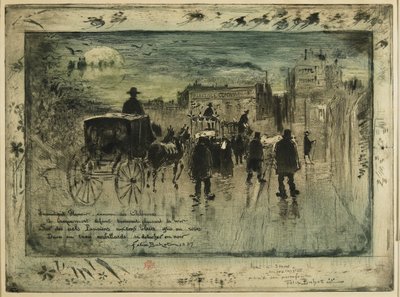 Procesja pogrzebowa na Boulevard de Clichy, 1887 autorstwa Felix Hilaire Buhot