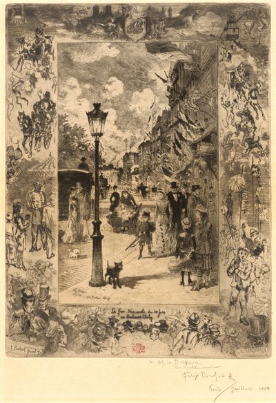 Święto narodowe na bulwarze Clichy Święto narodowe na bulwarze Clichy, 1878. autorstwa Felix Hilaire Buhot