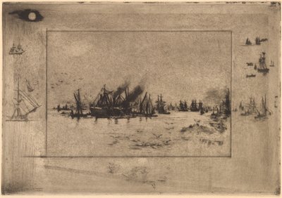 Port aux Mouettes Port z mewami, 1886. autorstwa Felix Hilaire Buhot