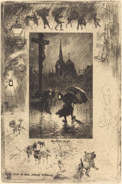 Odgłos szurania dwóch chodaków..., 1878. autorstwa Felix Hilaire Buhot