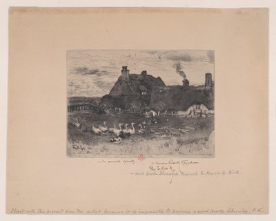 Małe domki kryte strzechą Les Petites Chaumières, 1878. autorstwa Felix Hilaire Buhot