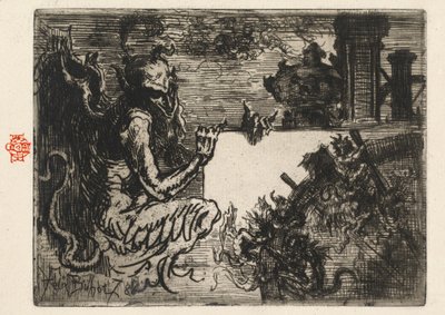 Demoniczna drukarka, 1878. autorstwa Felix Hilaire Buhot